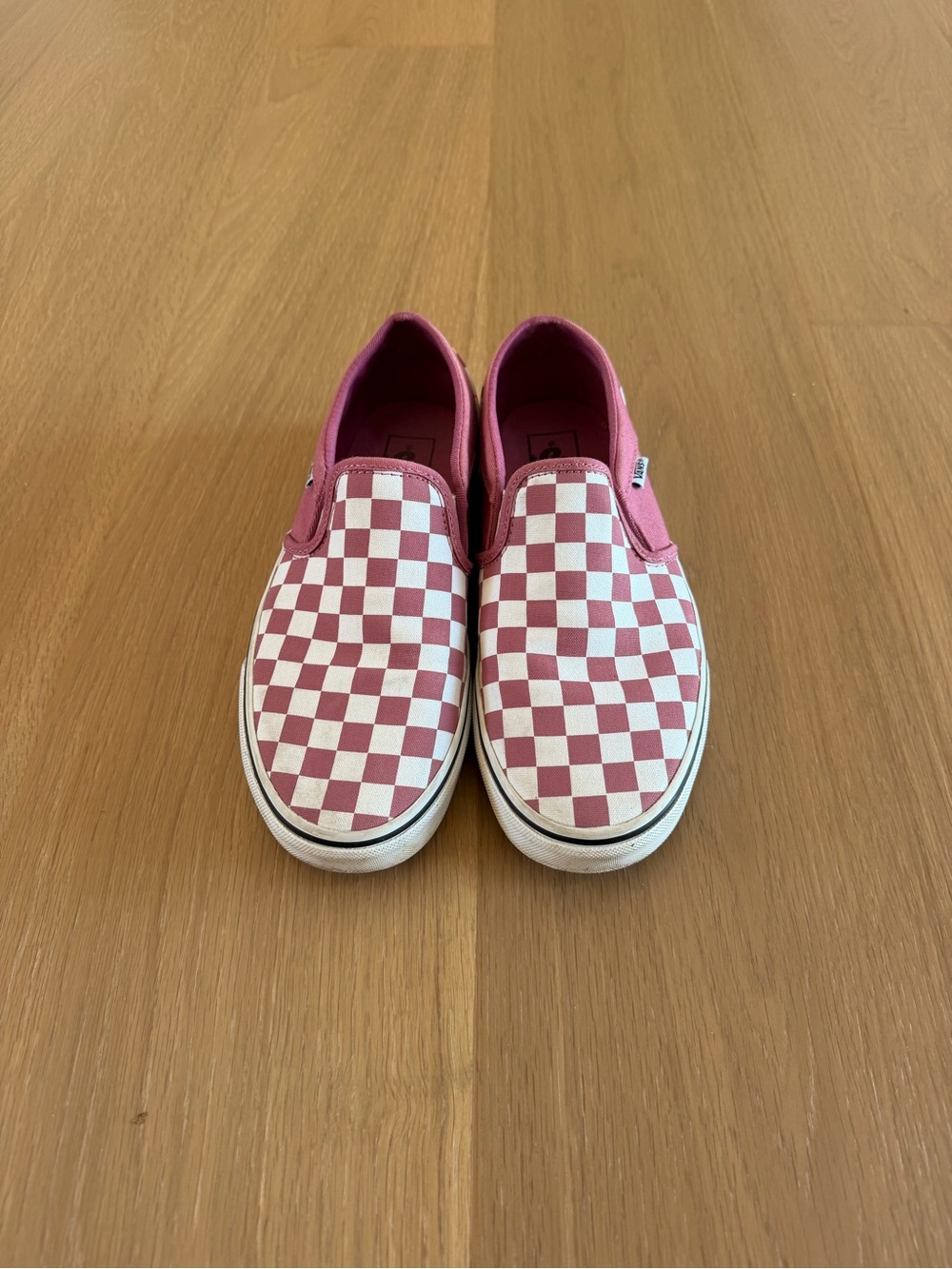 Vans Women Slip-On Checkerboard Sneakers - Pink & White